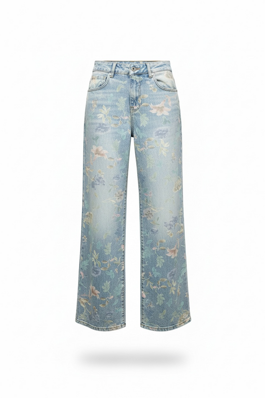 Jeans fiori gamba larga margot
